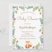 Fox, Woodland Baby shower Invitation Kaart (Voorkant)