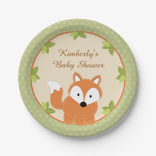 Fox Woodland Baby shower Paper Party Borden Papieren Bordje (Voorkant)