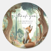 Fox Woodland Baby Shower Ronde Sticker Klassiek (Voorkant)