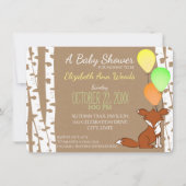 Fox Woodland Birch Tree Baby shower Kaart (Voorkant)