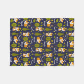 Fox Woodland Blue Fleece Deken (Voorkant (Horizontaal))