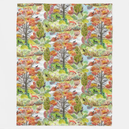 Fox Woodland Cabincore Blanket Fleece Deken