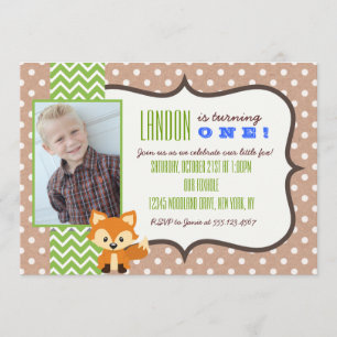 Fox Woodland First Birthday Party Invitation Kaart