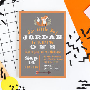 Fox Woodland Forest Critters Boho Kids Birthday Kaart