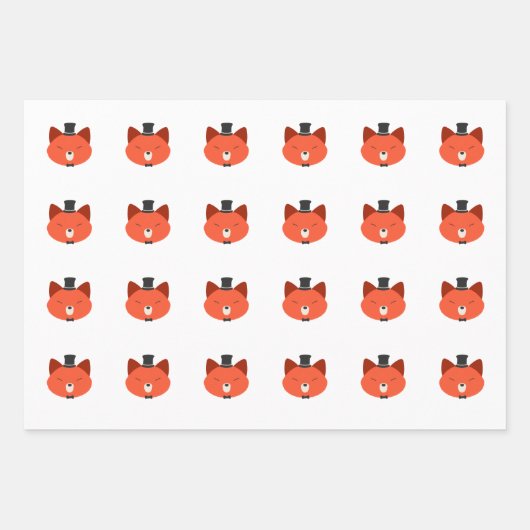 Fox Wrapping Papier Flat Sheet Set van 3 Inpakpapier Vel (Voorkant 2)