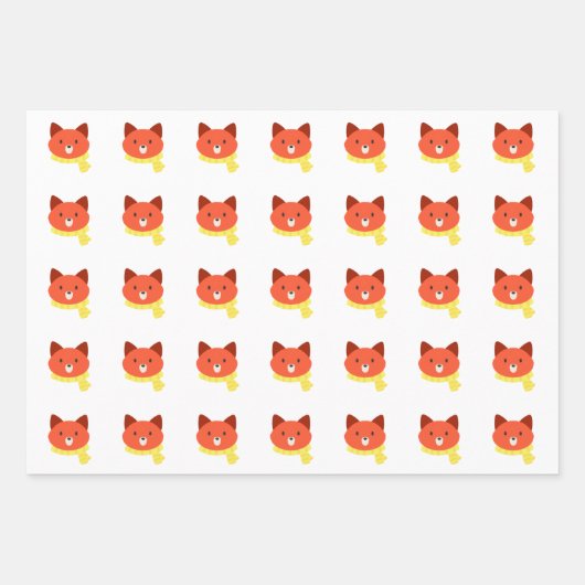 Fox Wrapping Papier Flat Sheet Set van 3 Inpakpapier Vel (Voorkant)