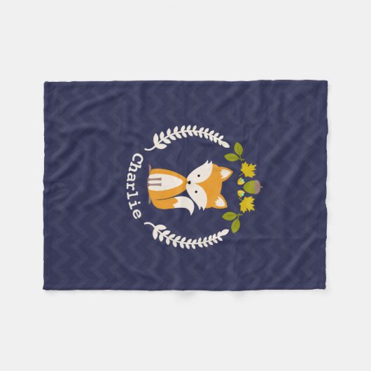 Fox Wreath Chevron Kinder Fleece Blanket (Voorkant (Horizontaal))