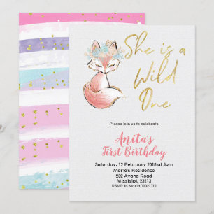 Fox Ze is een Wild One verjaardagsuitnodiging Kaart
