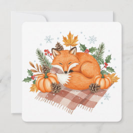 Foxand pumpkins thanksgiving card  kaart