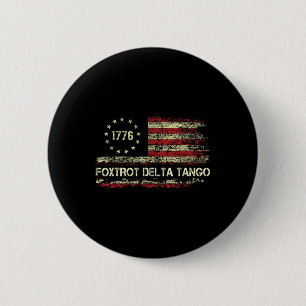 Foxdraaft Delta Tangos Grappig Foxdraaft Delta Tan Ronde Button 5,7 Cm