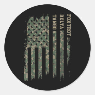 Foxdraaft Delta Tangos Grappig NAVO Fonetisch Alfa Ronde Sticker