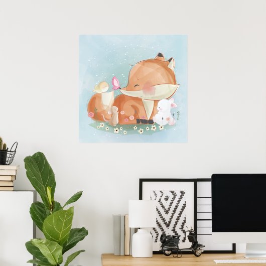 Foxe et une affiche de lapin (Bureau à domicile)