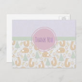 Foxes Birds and Trees Whimsical Pattern Hartelijk  Briefkaart (Voorkant / Achterkant)