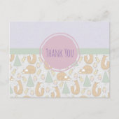 Foxes Birds and Trees Whimsical Pattern Hartelijk  Briefkaart (Voorkant)