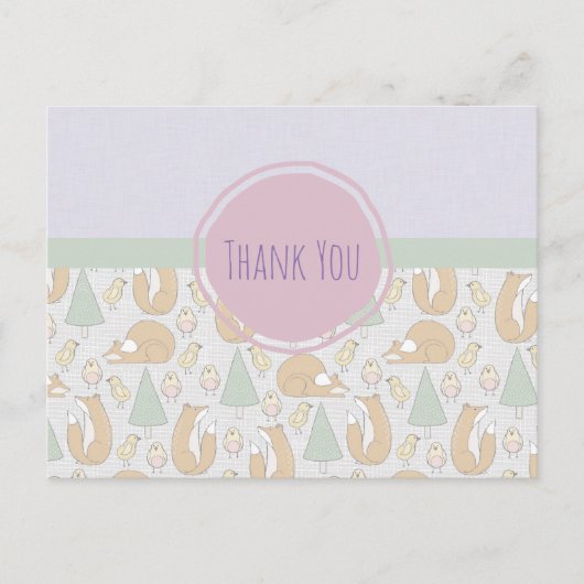 Foxes Birds and Trees Whimsical Pattern Hartelijk  Briefkaart (Voorkant)