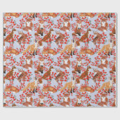 Foxes en Berries Cadeaupapier (Vlak)