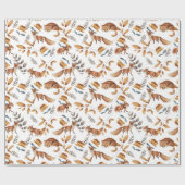 Foxes Flowers Greenery Botanical  Cadeaupapier (Vlak)