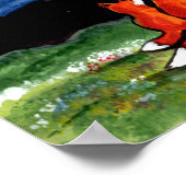 Foxes Fox Famille Regarder Lune Poster Marine Nuit (Coin)