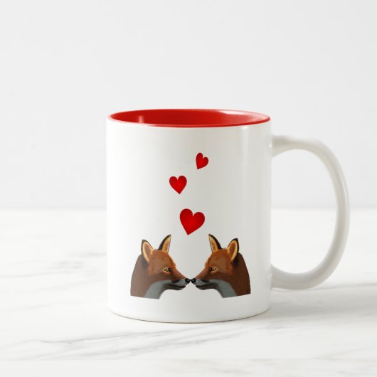 Foxes in Love Tweekleurige Koffiemok (Rechts)