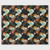 Foxes met Natuur Pattern Design Wrapping Paper Cadeaupapier (Vlak)