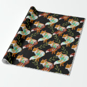 Foxes met Natuur Pattern Design Wrapping Paper Cadeaupapier (Uitgerold)