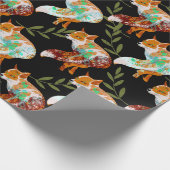 Foxes met Natuur Pattern Design Wrapping Paper Cadeaupapier (Hoek)