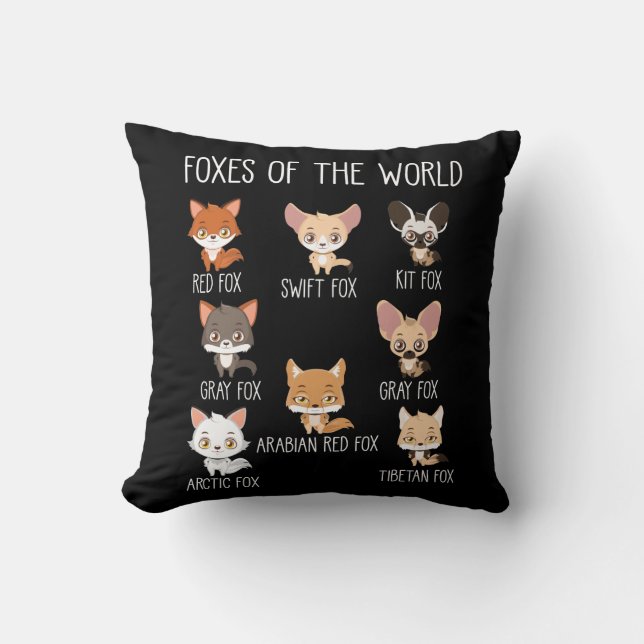 Foxes of the World Gift for Fox Lover Kussen (Voorkant)