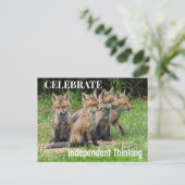 Foxes, onafhankelijk denkend, vieren briefkaart (Staand voorkant)