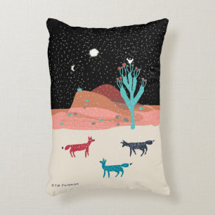 Foxes onder ster en maan door cactus in woestijn decoratief kussen