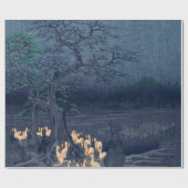 Foxes op Night Shrine Ukiyo-e Japans Kunst Cadeaupapier (Vlak)