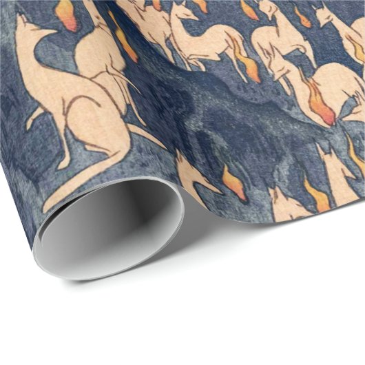 Foxes op Night Shrine Ukiyo-e Japans Kunst Cadeaupapier (Rol Hoek)