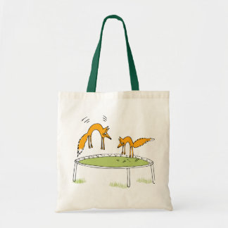 Foxes op trampoline zak tote bag