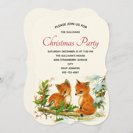  foxes Retro Kerstfeest Kaart (Voorkant / Achterkant)