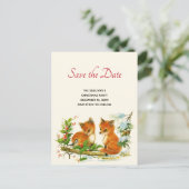 Foxes Retro kerstscène sparen de Datum Uitnodiging Briefkaart (Staand voorkant)