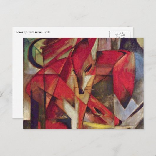 Foxes van Franz Marc, Abstracte Cubistische kunst Briefkaart (Voorkant / Achterkant)