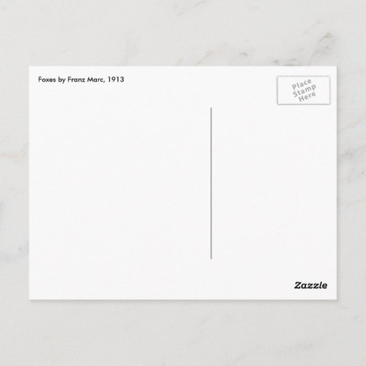 Foxes van Franz Marc, Abstracte Cubistische kunst Briefkaart (Achterkant)