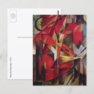 Foxes van Franz Marc,  Abstracte Cubistische kunst Briefkaart