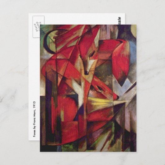 Foxes van Franz Marc,  Abstracte Cubistische kunst Briefkaart (Voorkant / Achterkant)