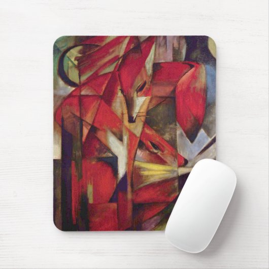 Foxes van Franz Marc,  Abstracte Cubistische kunst Muismat (Met muis)