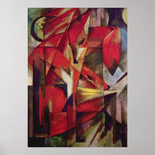 Foxes van Franz Marc,  Abstracte Cubistische kunst Poster (Voorkant)