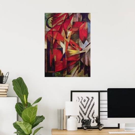 Foxes van Franz Marc,  Abstracte Cubistische kunst Poster (Thuiskantoor)