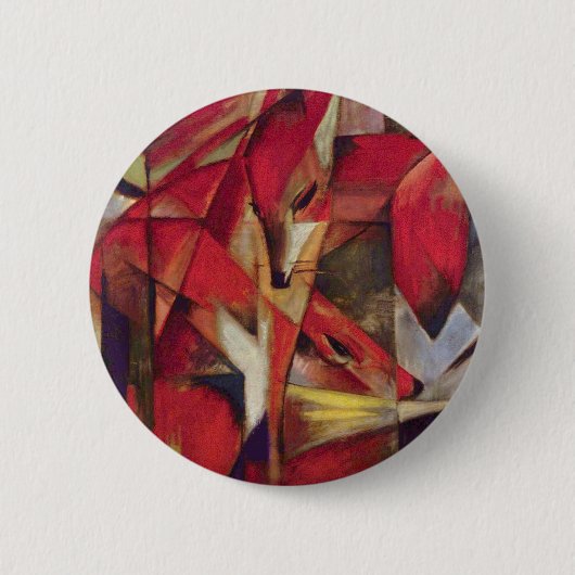 Foxes van Franz Marc,  Abstracte Cubistische kunst Ronde Button 5,7 Cm (Voorkant)