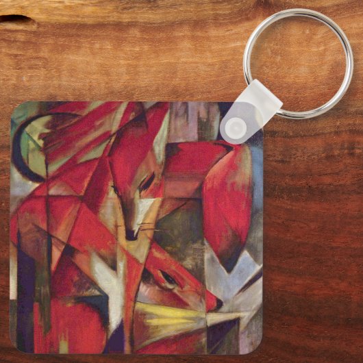 Foxes van Franz Marc, Abstracte Cubistische kunst Sleutelhanger (Achterkant)