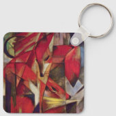 Foxes van Franz Marc,  Abstracte Cubistische kunst Sleutelhanger (Achterkant)