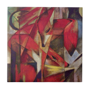 Foxes van Franz Marc, Abstracte Cubistische kunst Tegeltje