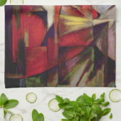 Foxes van Franz Marc,  Abstracte Cubistische kunst Theedoek (Gevouwen)