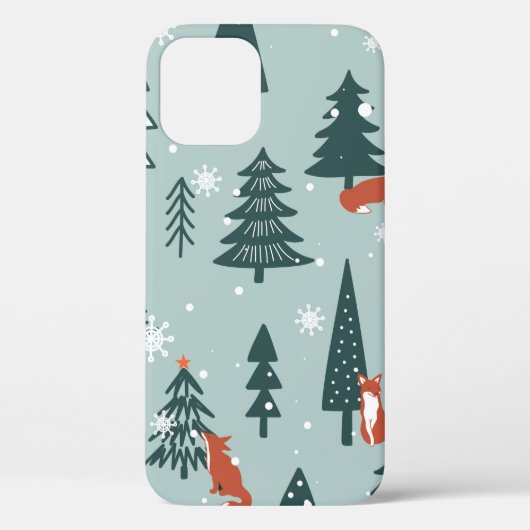 Foxes, vuurbomen, sneeuw, handgetekend. Kleurzeema Case-Mate iPhone Case (Achterkant)
