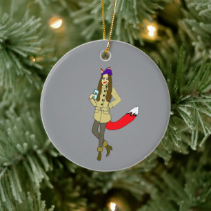 Foxgirl Keramisch Ornament
