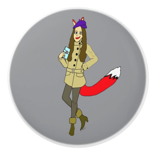 Foxgirl Keramische Knop (Voorkant)