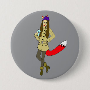 Foxgirl Ronde Button 7,6 Cm